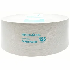 Highmark Paper Plates, 8-3/4", Printed White, Pack Of 125