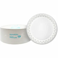 Highmark Paper Plates, 8-3/4", Printed White, Pack Of 125