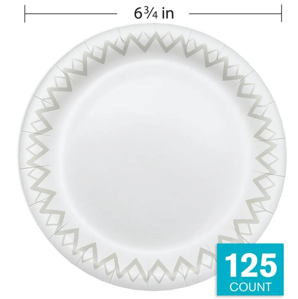 Highmark Paper Plates, 6-3/4", Printed White, Pack Of 125