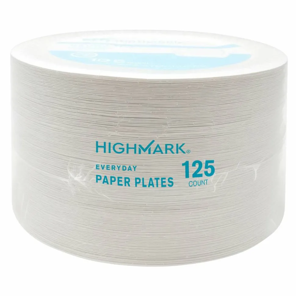 Highmark Paper Plates, 6-3/4", Printed White, Pack Of 125