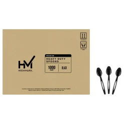 Highmark Plastic Utensils, Full-Size Spoons, Black, Box Of 1,000 Spoons