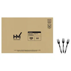 Highmark Plastic Utensils, Full-Size Forks, Black, Box Of 1,000 Forks