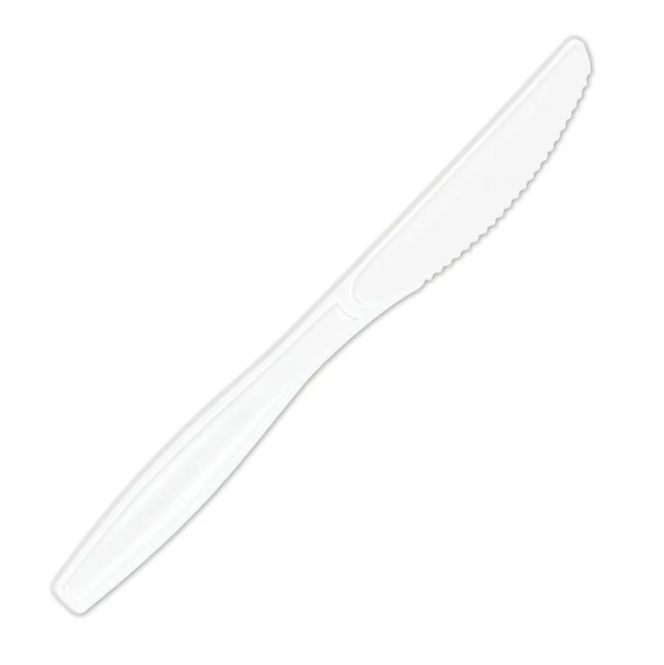 Highmark Plastic Utensils, Medium-Size Knives, White, Box Of 1,000 Knives