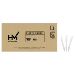 Highmark Plastic Utensils, Medium-Size Knives, White, Box Of 1,000 Knives