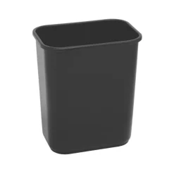 Highmark Rectangular Plastic Wastebasket, 6.5 Gallons, 15"H x 10"W x 14-1/4"D, Black