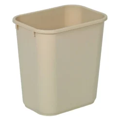 Highmark Rectangular Plastic Wastebasket, 6.5 Gallons, 15"H x 10"W x 14-1/4"D, Beige