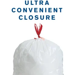 Highmark Tall 0.6 mil Drawstring Kitchen Trash Bags, 0.6 mil, 13 Gallon, 27.375" x 24", White, Box Of 200