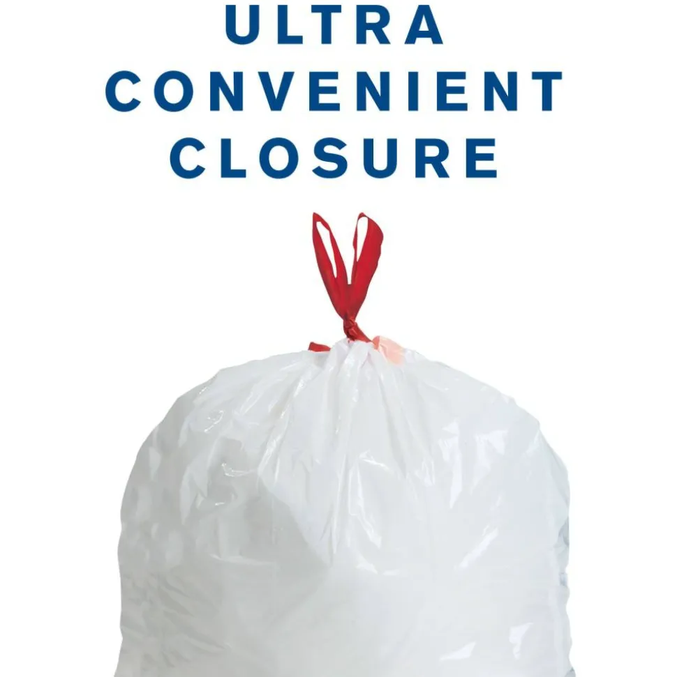 Highmark Tall 0.6 mil Drawstring Kitchen Trash Bags, 0.6 mil, 13 Gallon, 24" x 28", White, Box Of 120