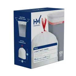 Highmark Tall 0.6 mil Drawstring Kitchen Trash Bags, 0.6 mil, 13 Gallon, 24