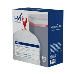 Highmark Tall 0.6 mil Drawstring Kitchen Trash Bags, 0.6 mil, 13 Gallon, 24