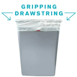 Highmark Tall 0.9 mil Drawstring Kitchen Trash Bags, 0.9mil, 13 Gallon, 27.375" x 24", White, Box Of 120