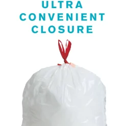 Highmark Tall 0.9 mil Drawstring Kitchen Trash Bags, 0.9mil, 13 Gallon, 27.375" x 24", White, Box Of 120