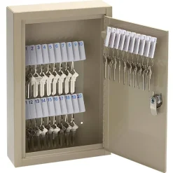 High-Security Locking 30-Key Cabinet, 12 11/16"H x 8 1/8"W x 2 1/2"D, Sand
