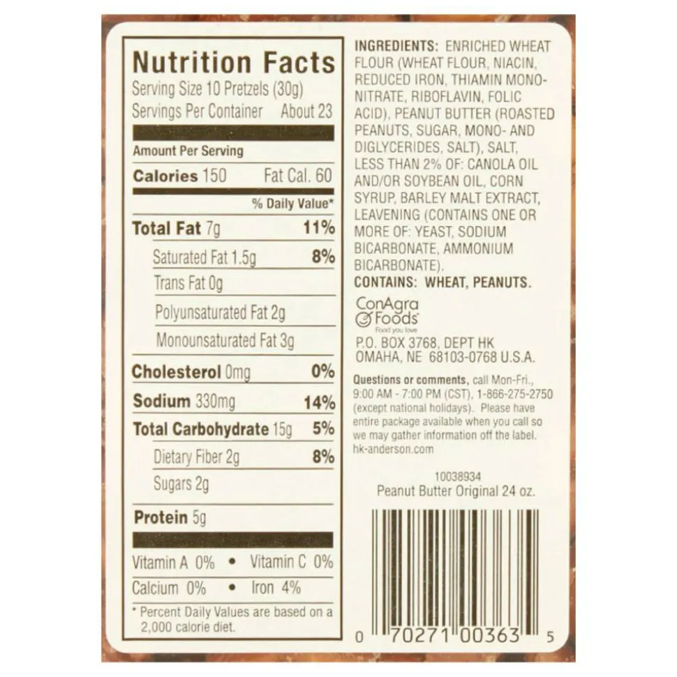 H.K. Anderson Peanut Butter-Filled Pretzel Nuggets, 24-Oz Tub