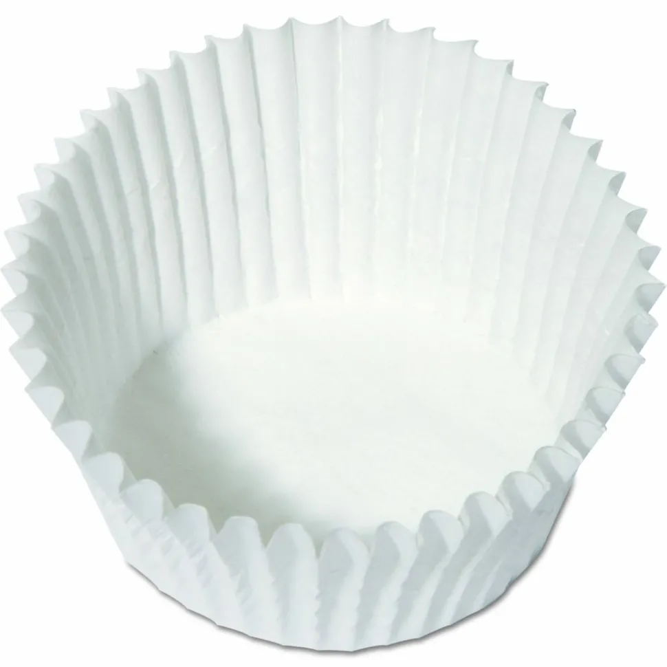 Hoffmaster Fluted Bake Cups, 4.5" Diameter x 1.25" h, White, Paper, 500/Pack, 20 Packs/Carton