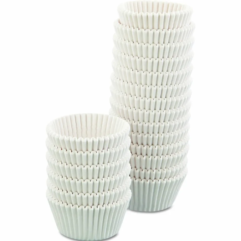 Hoffmaster Fluted Bake Cups, 4.5" Diameter x 1.25" h, White, Paper, 500/Pack, 20 Packs/Carton