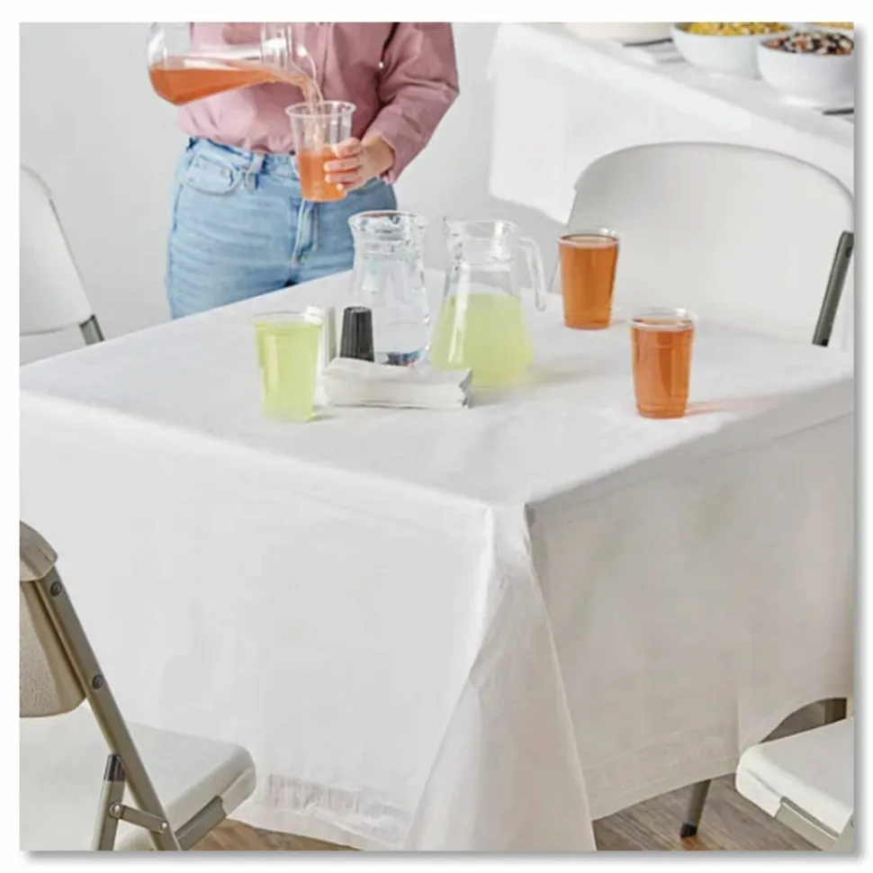 Hoffmaster Tissue/Poly Tablecovers, 72" x 72", White, 25/Carton