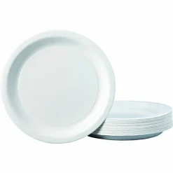 Hoffmaster Coated Paper Dinnerware, Plate, 9" dia, White, 50/Pack, 10 Packs/Carton