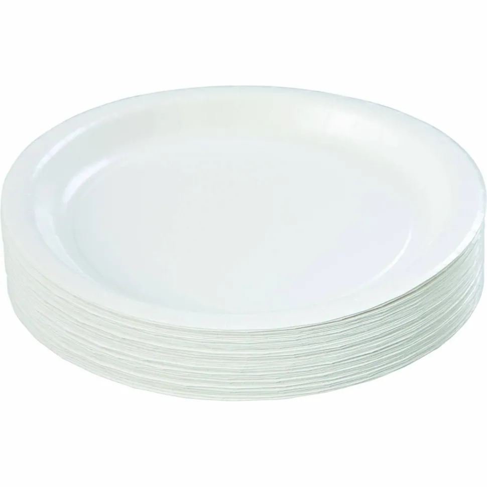 Hoffmaster Coated Paper Dinnerware, Plate, 9" dia, White, 50/Pack, 10 Packs/Carton