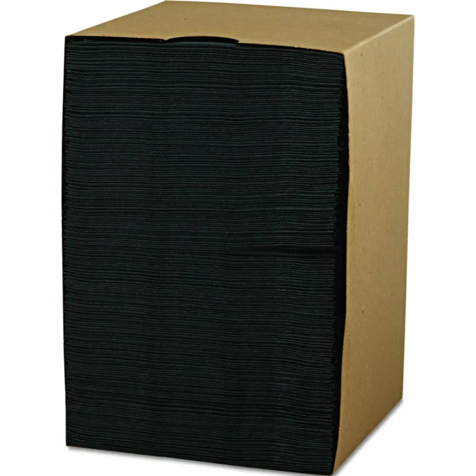 Hoffmaster Embossed Beverage Napkins, 2-Ply, 9.5 x 9.5, Black, 1,000/Carton