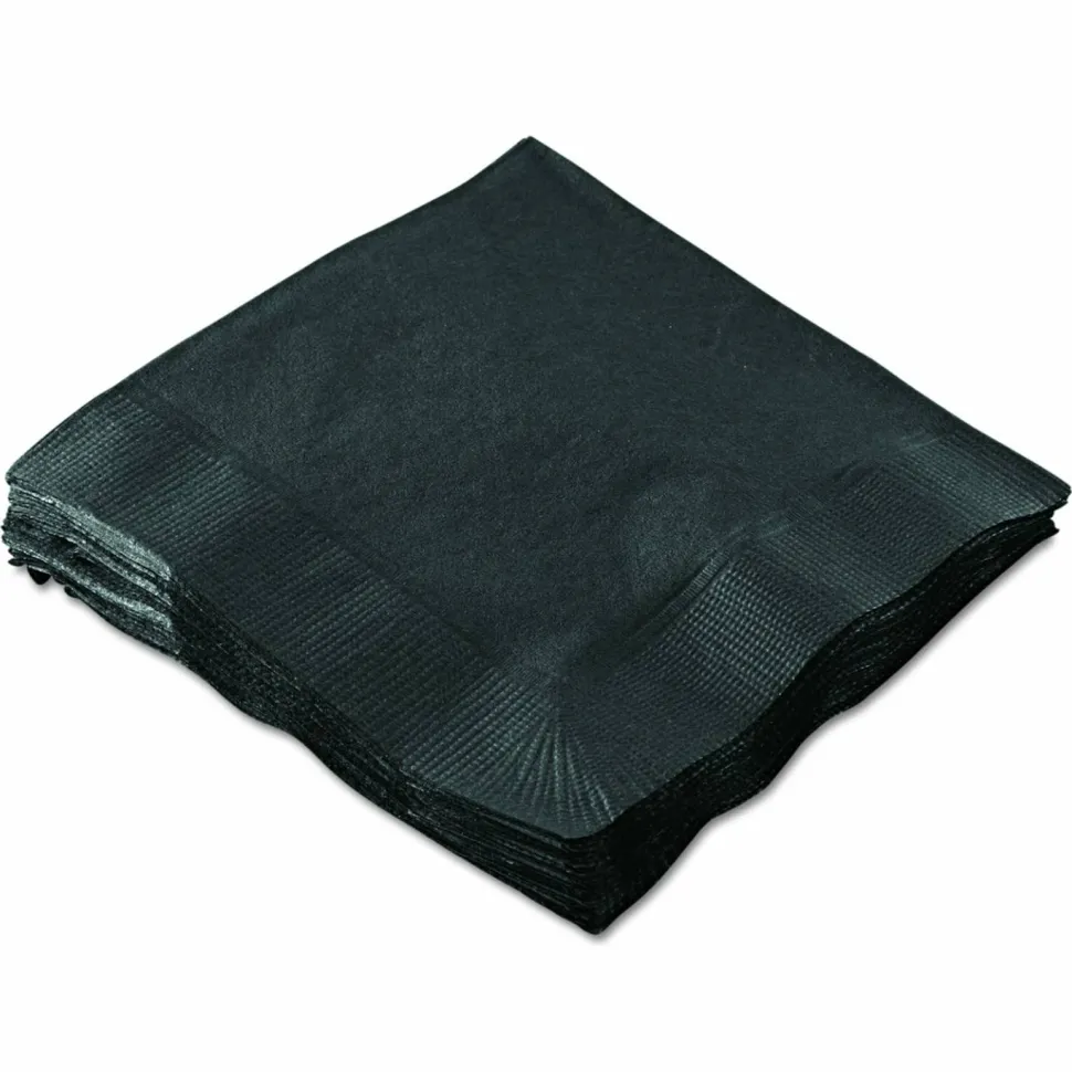 Hoffmaster Embossed Beverage Napkins, 2-Ply, 9.5 x 9.5, Black, 1,000/Carton