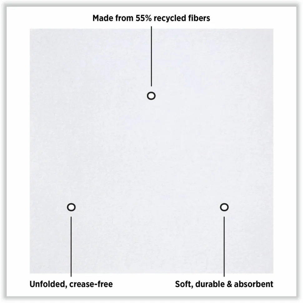 Hoffmaster Linen-Like Natural Flat Pack Napkin, 16 x 16, White, 1,200/Carton