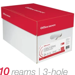 3-Hole Punched Multi-Use Printer & Copy Paper, White, Letter (8.5" x 11"), 5000 Sheets Per Case, 20 Lb, 92 Brightness