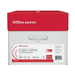 3-Hole Punched Multi-Use Printer & Copy Paper, White, Letter (8.5