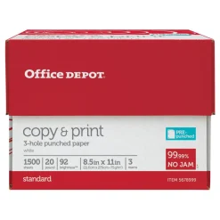 3-Hole Punched Multi-Use Printer & Copy Paper, White, Letter (8.5