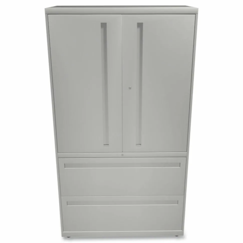 HON Brigade 700 Combo 36"W x 19-1/4"D Lateral 2-Drawer File Cabinet, Light Gray