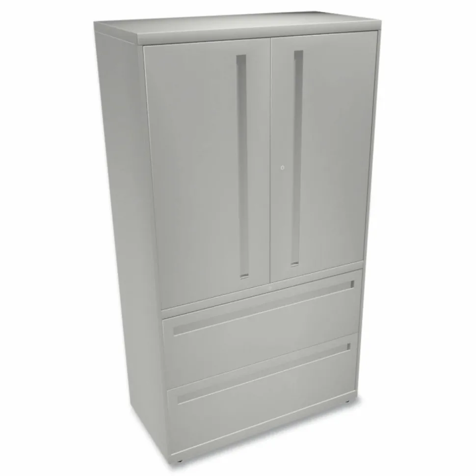 HON Brigade 700 Combo 36"W x 19-1/4"D Lateral 2-Drawer File Cabinet, Light Gray