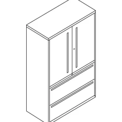 HON Brigade 700 Combo 42"W x 19-1/4"D Lateral 2-Drawer File Cabinet, Light Gray