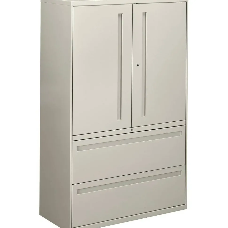 HON Brigade 700 Combo 42"W x 19-1/4"D Lateral 2-Drawer File Cabinet, Light Gray