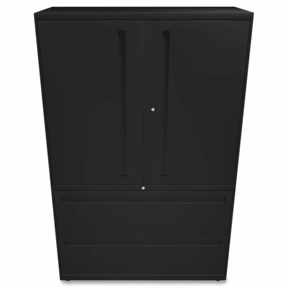 HON Brigade 700 Combo 42"W x 19-1/4"D Lateral 2-Drawer File Cabinet, Black