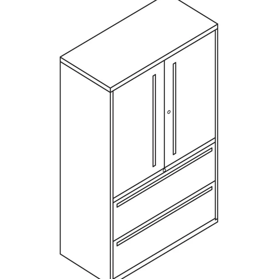 HON Brigade 700 Combo 42"W x 19-1/4"D Lateral 2-Drawer File Cabinet, Black