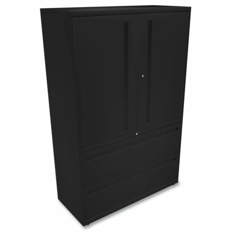 HON Brigade 700 Combo 42"W x 19-1/4"D Lateral 2-Drawer File Cabinet, Black
