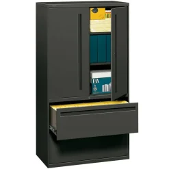 HON Brigade 700 18"D Lateral 2-Drawer Combo File Cabinet, Charcoal