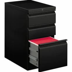 HON Brigade Mobile Pedestal with Pencil Tray Insert, Left or Right, 3-Drawers: Box/Box/File, Letter, Black, 15