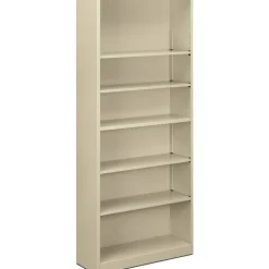 HON Brigade 6 Shelf Transitional Modular Shelving Bookcase, 81-1/8"H x 34-1/2"W x 12-5/8"D, Putty