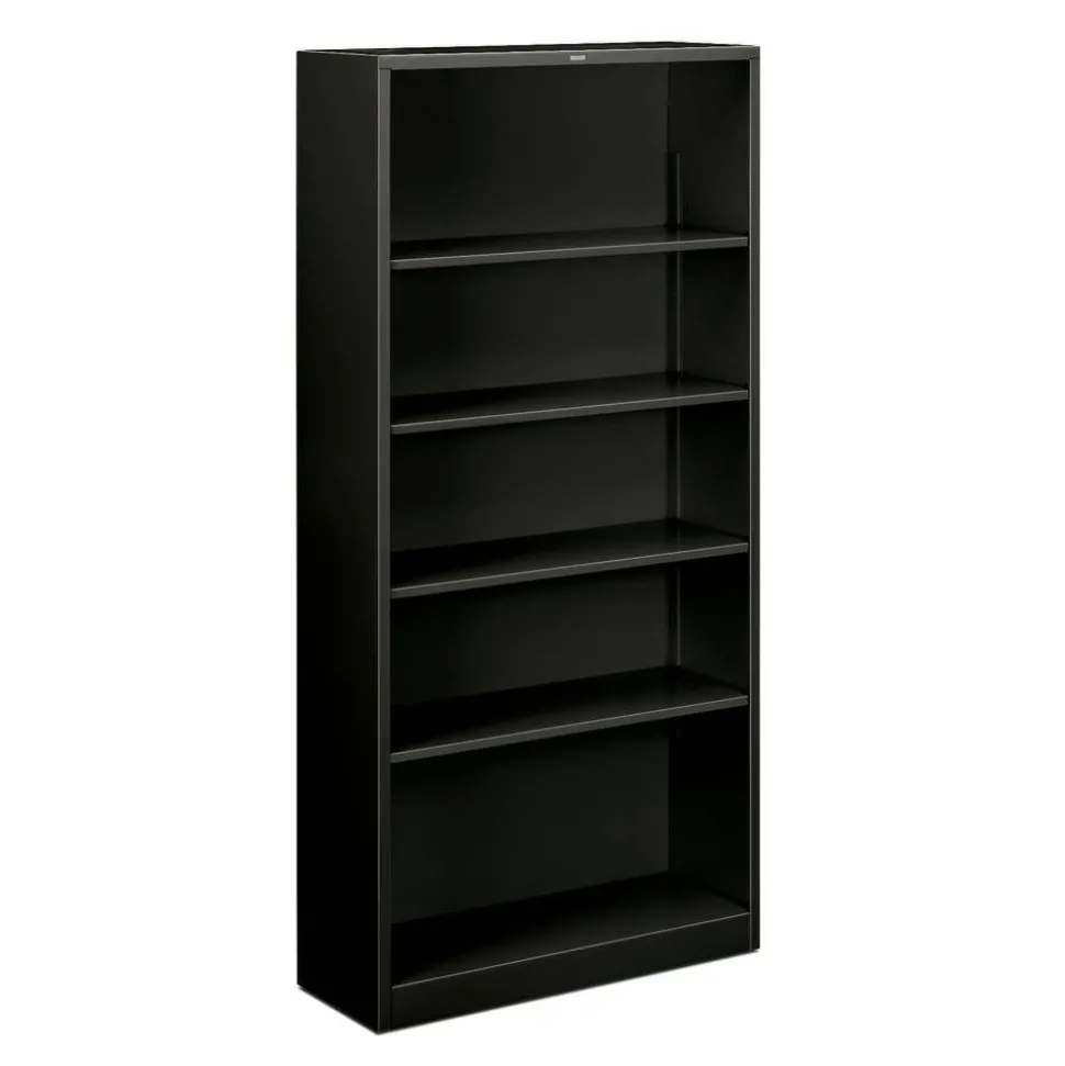 HON Brigade Steel Modular Shelving Bookcase, 5 Shelves, 72"H x 34-1/2"W x 12-5/8"D, Black