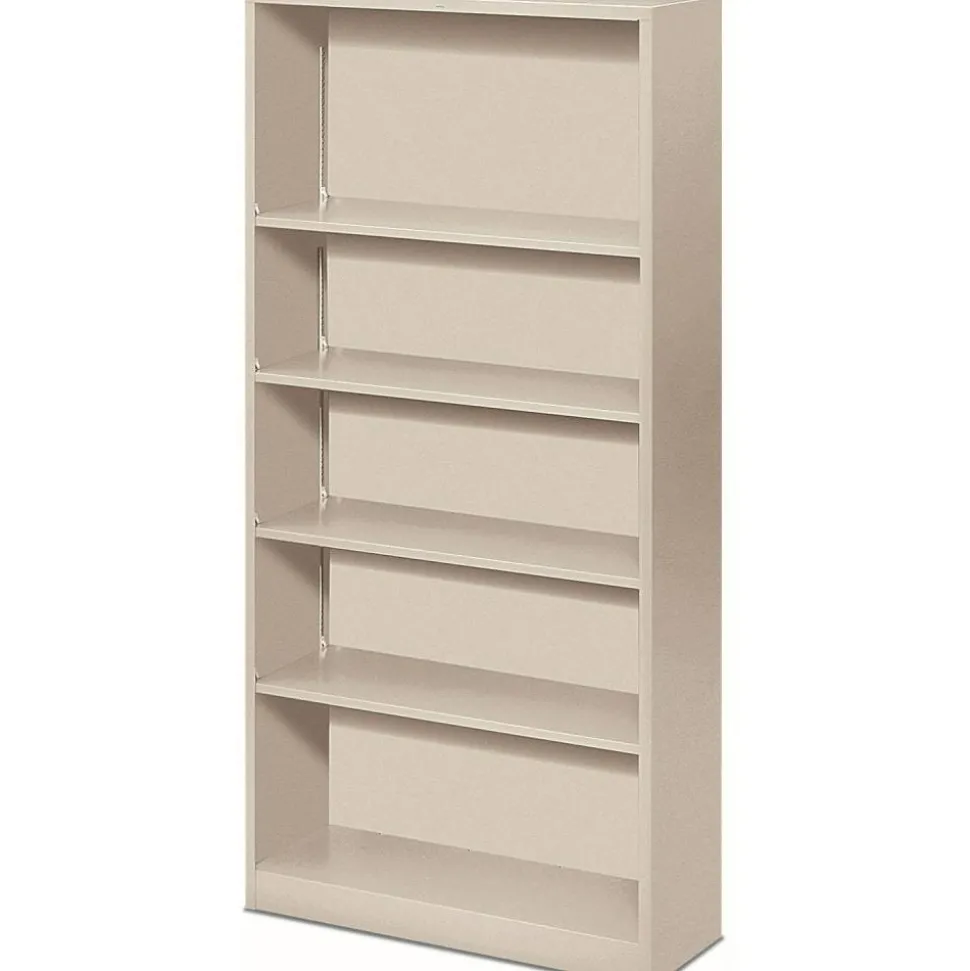 HON Brigade Steel Modular Shelving Bookcase, 5 Shelves, 71"H x 34-1/2"W x 12-5/8"D, Light Gray