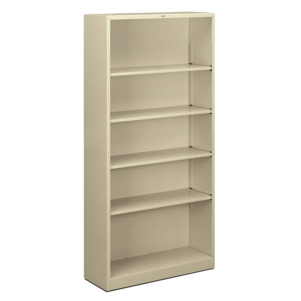 HON Brigade Steel Modular Shelving Bookcase, 5 Shelves, 72"H x 34-1/2"W x 12-5/8"D, Putty