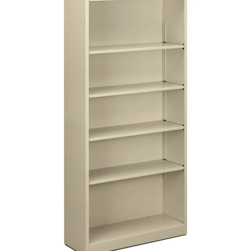 HON Brigade Steel Modular Shelving Bookcase, 5 Shelves, 72"H x 34-1/2"W x 12-5/8"D, Putty