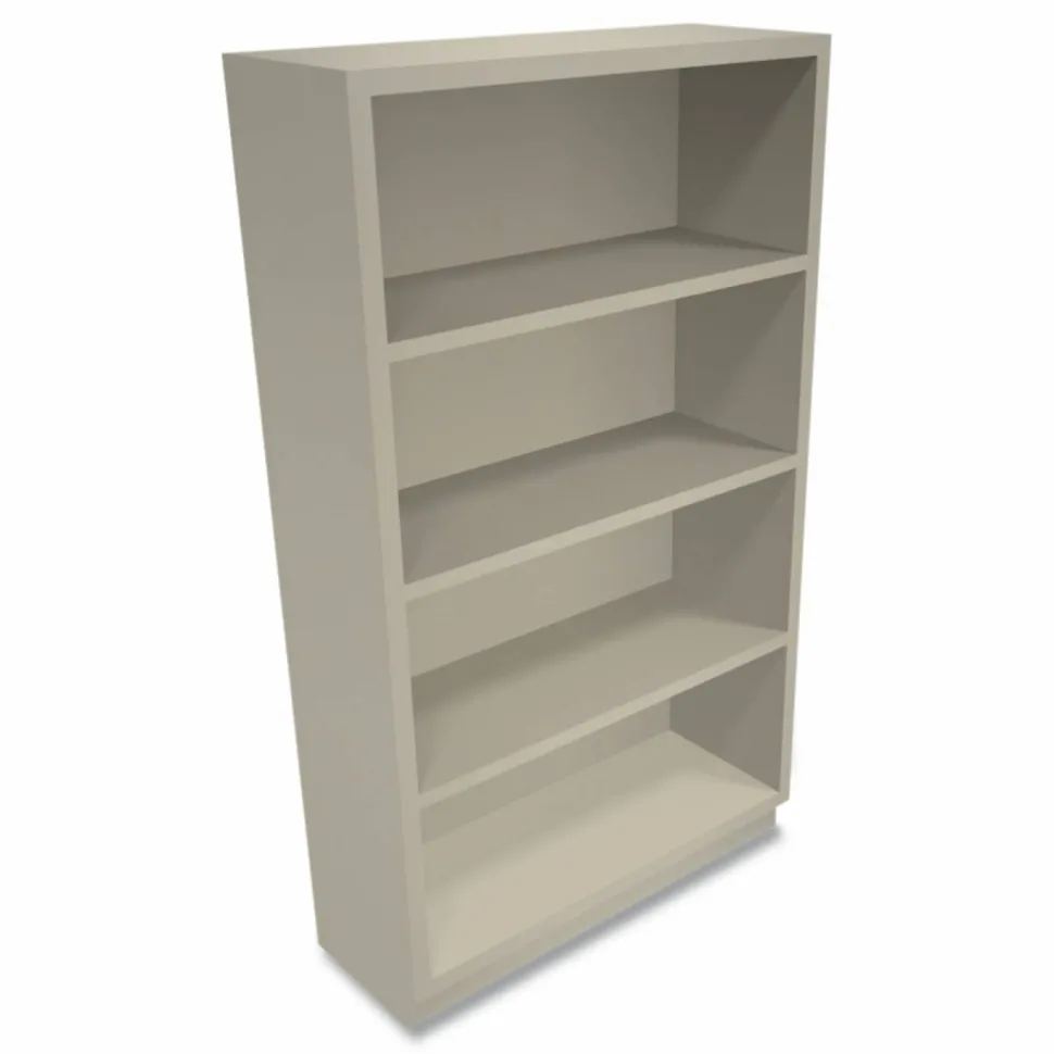 HON Brigade Steel Modular Shelving Bookcase, 4 Shelves, 60"H x 34-1/2"W x 12-5/8"D, Putty
