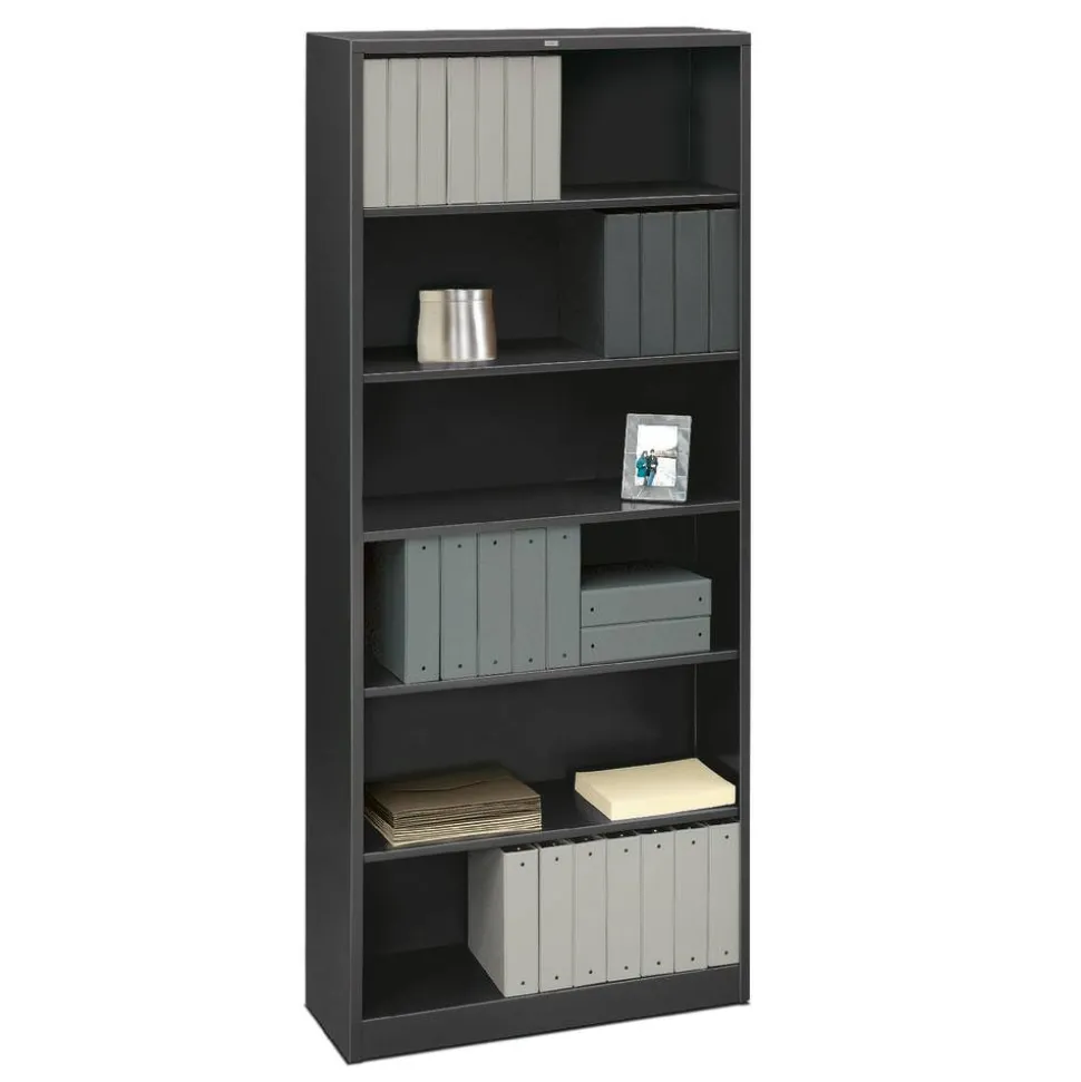 HON Brigade Steel Modular Shelving Bookcase, 6 Shelves, 81"H x 34-1/2"W x 12-5/8"D, Charcoal