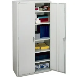 HON Brigade Storage Cabinet, 5 Adjustable Shelves, 72"H x 36"W x 18-1/4"D, Light Gray