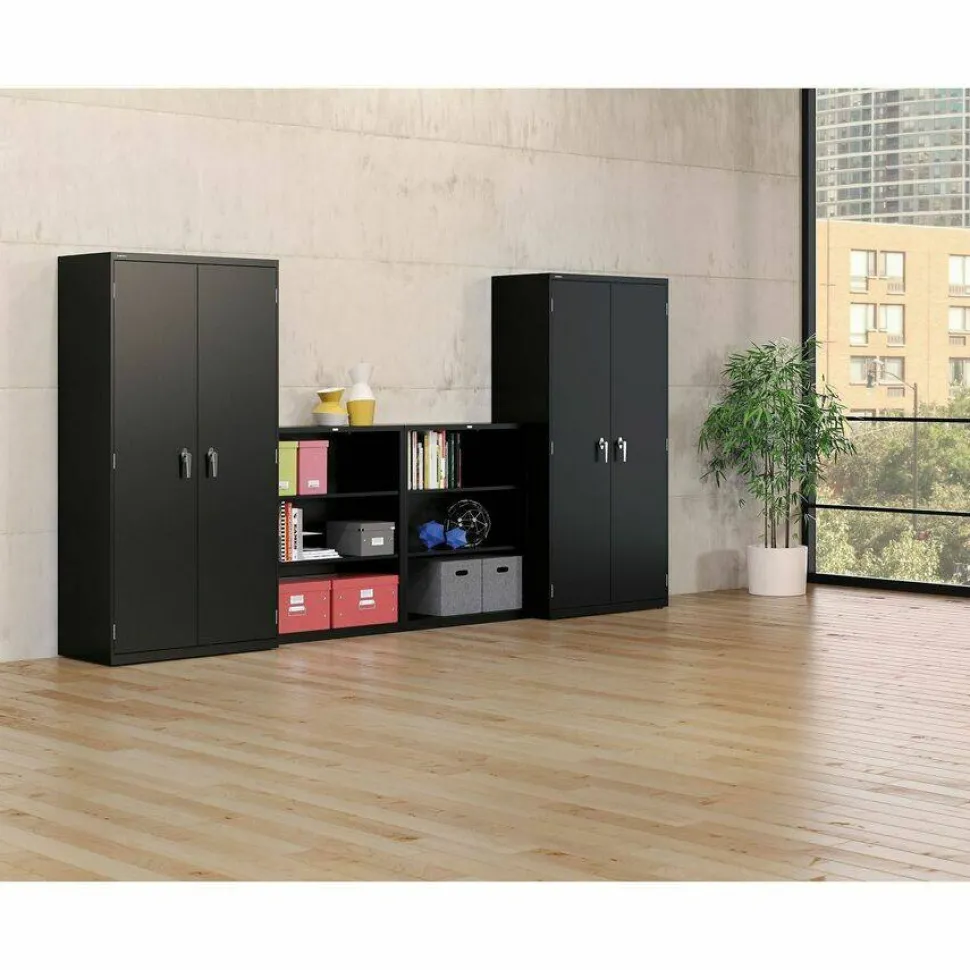HON Brigade Storage Cabinet, Fully Assembled, 72" H x 36" W x 18 1/4"D, Black