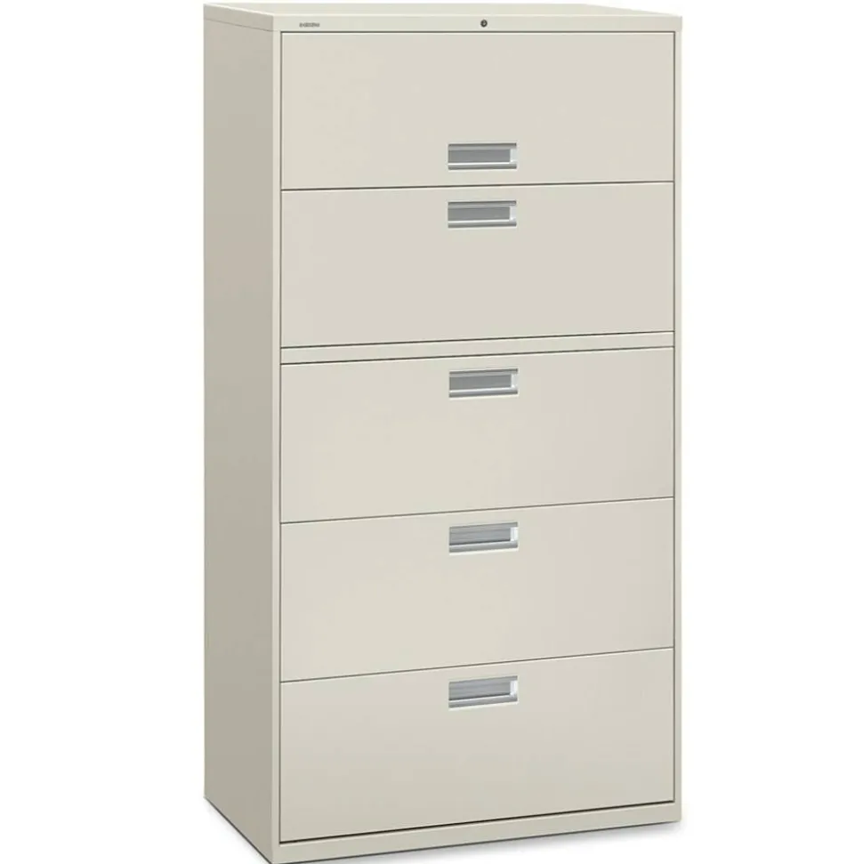HON Brigade 600 36"W x 18"D Lateral 5-Drawer File Cabinet, Light Gray