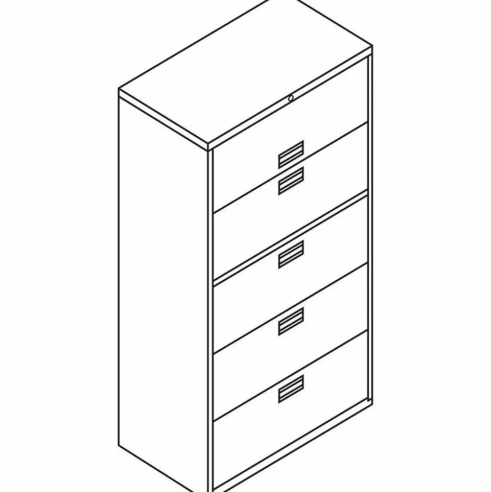 HON Brigade 600 36"W x 18"D Lateral 5-Drawer File Cabinet, Light Gray