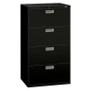 HON Brigade 600 36"W x 19-1/4"D Lateral 4-Drawer File Cabinet, Black